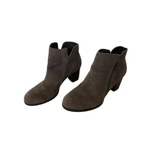 Born 7.5 Gray Suede Leather Ankle Boots Block Heel Minimalist Capsule